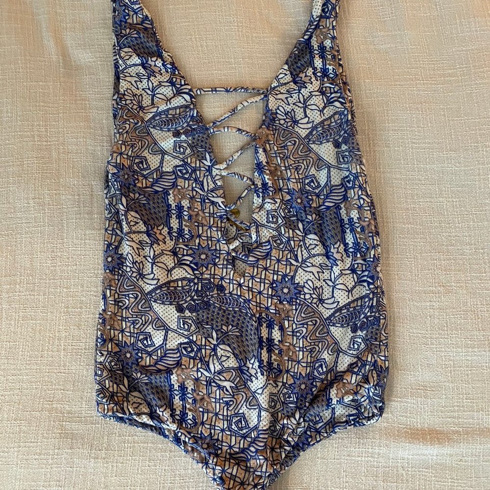 new Indah Simmer Bodysuit blue batik